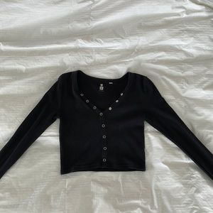 pacsun black long sleeve crop top
